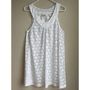 Cover Me White Eyelet Sleeveless Swimsuit Bikini Cover Up Size Medium